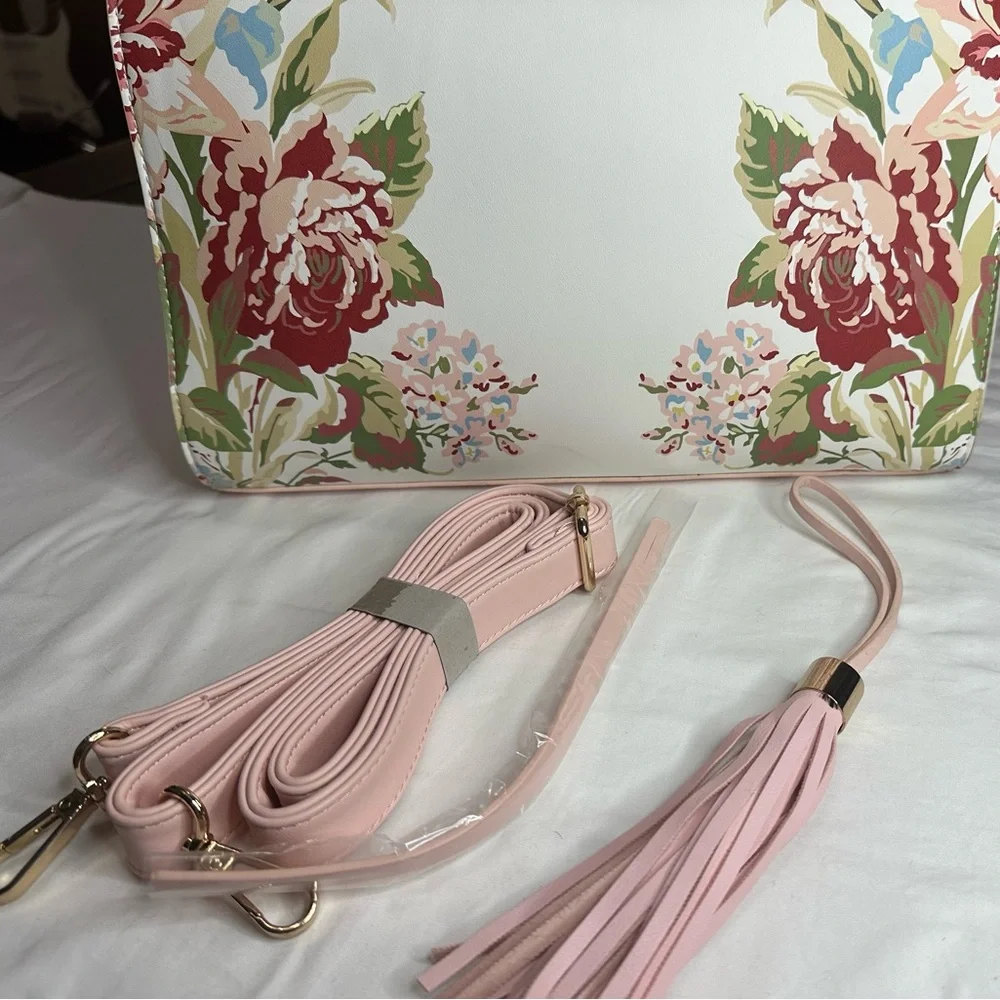 LP Tassel Accent Flower Print Satchel - Picture 4 of 9